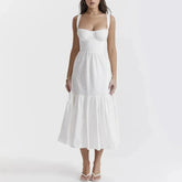 Amoura - White Midi Embroidery Summer Dress